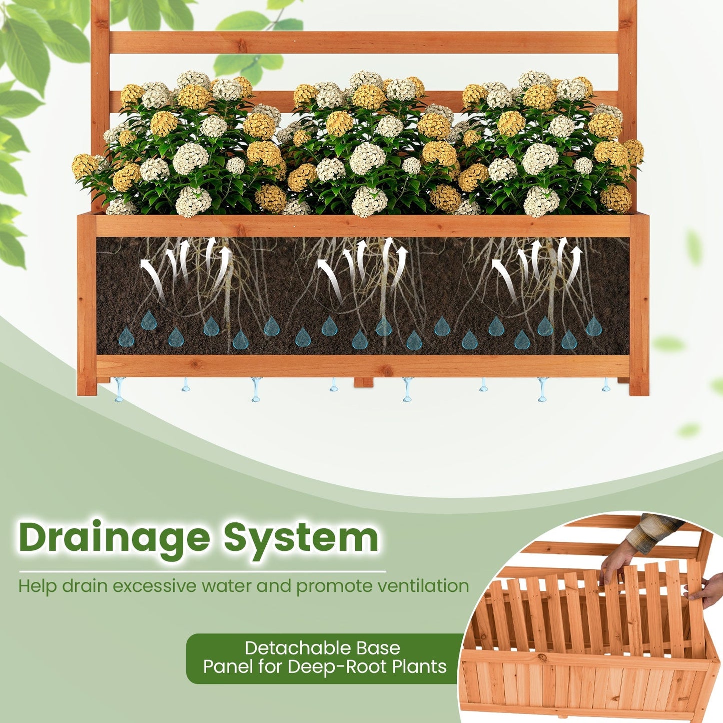 Wooden Raised Garden Bed 59 Inch Tall Elevated Planter Box with Vertical Trellis-Orange