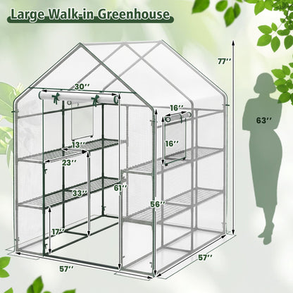 Walk-In Greenhouse 56x56x77 Inch with Observation Windows