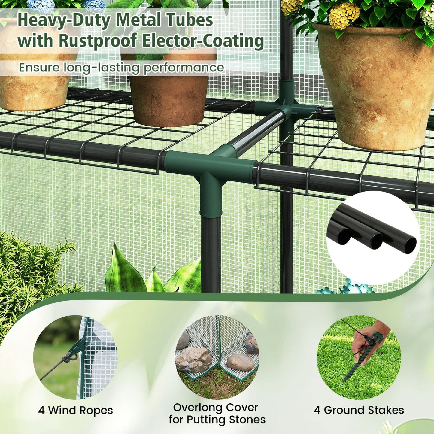 Walk-In Greenhouse 56x56x77 Inch with Observation Windows