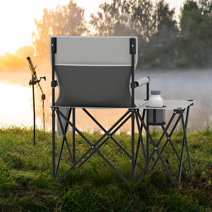 Oversized Camping Chair with Side Table and 2 Storage Pockets