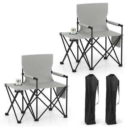 Oversized Camping Chair with Side Table and 2 Storage Pockets