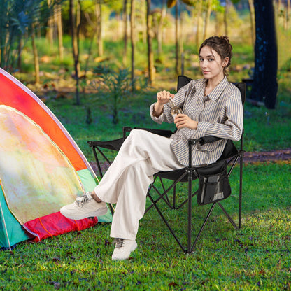 Oversized Camping Chair with Side Table and 2 Storage Pockets
