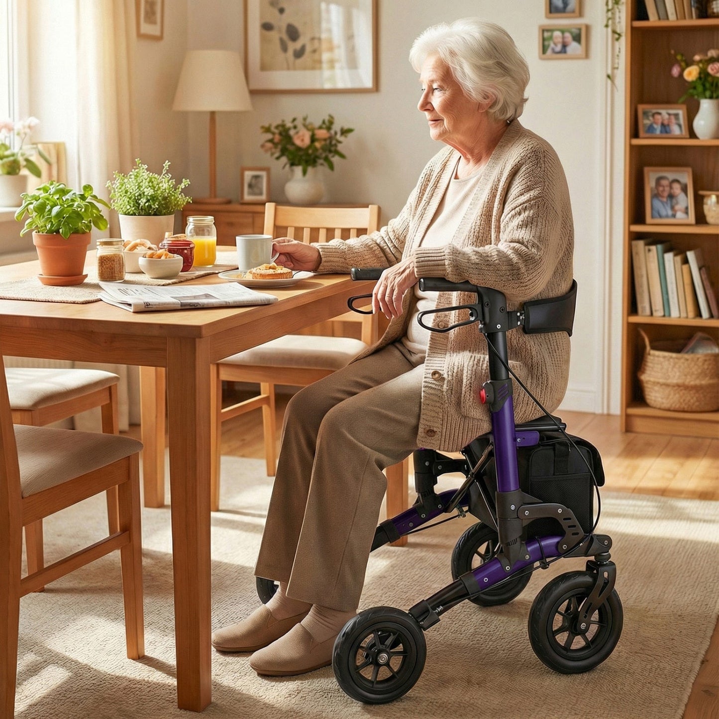 Rollator Folding Rolling Walker with Seat