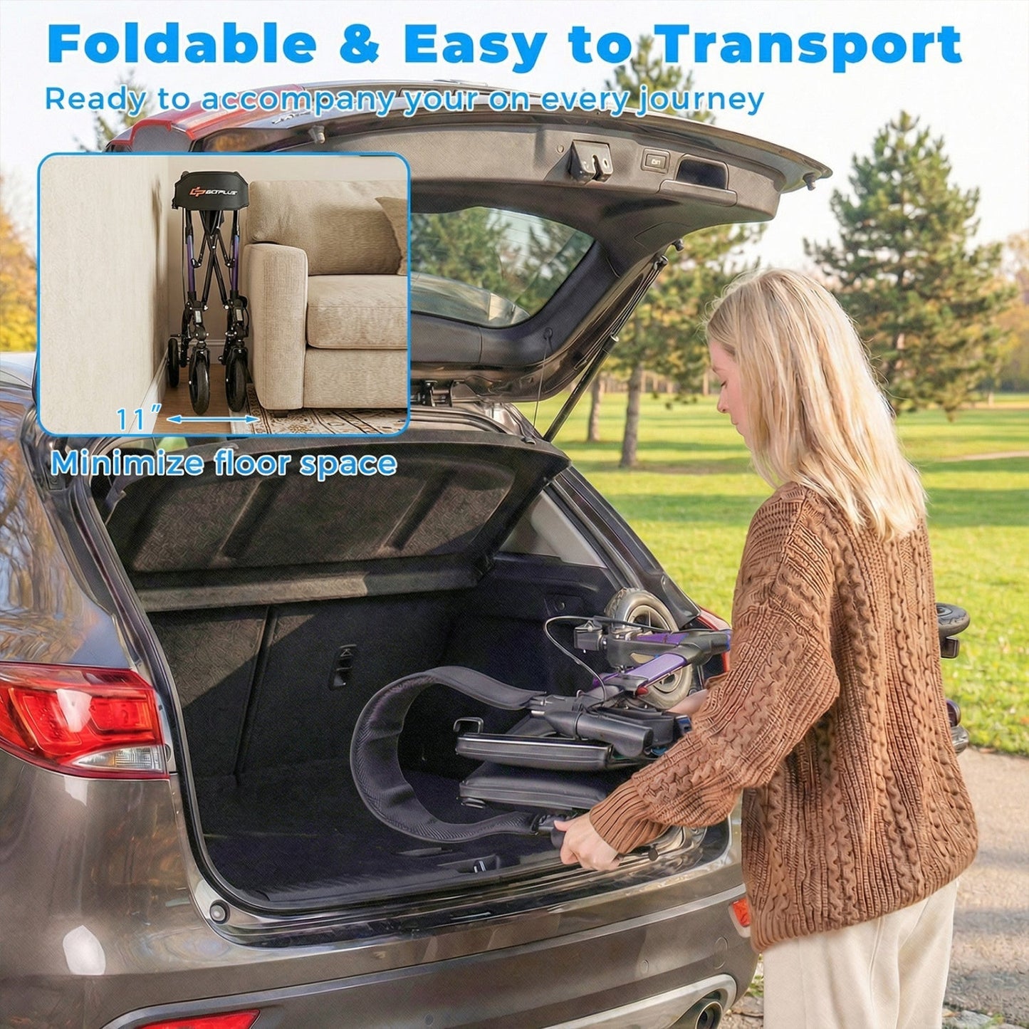 Rollator Folding Rolling Walker with Seat
