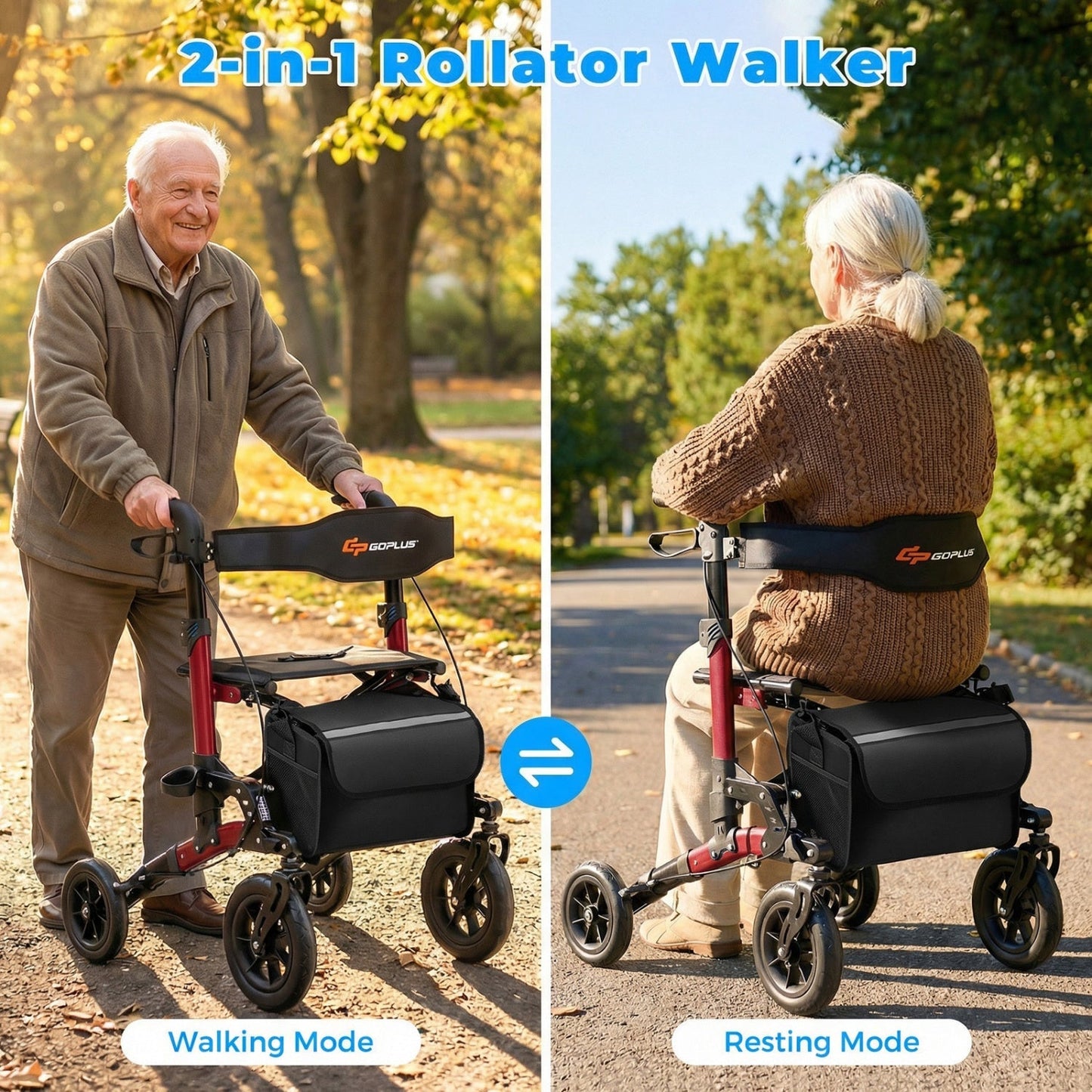 Rollator Folding Rolling Walker with Seat