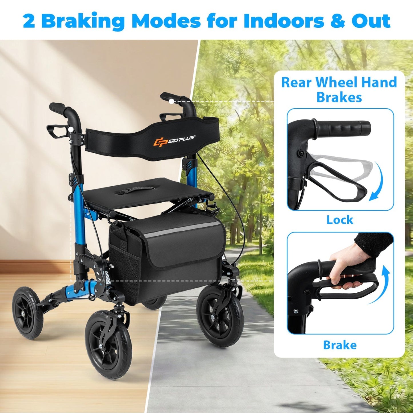 Rollator Folding Rolling Walker with Seat