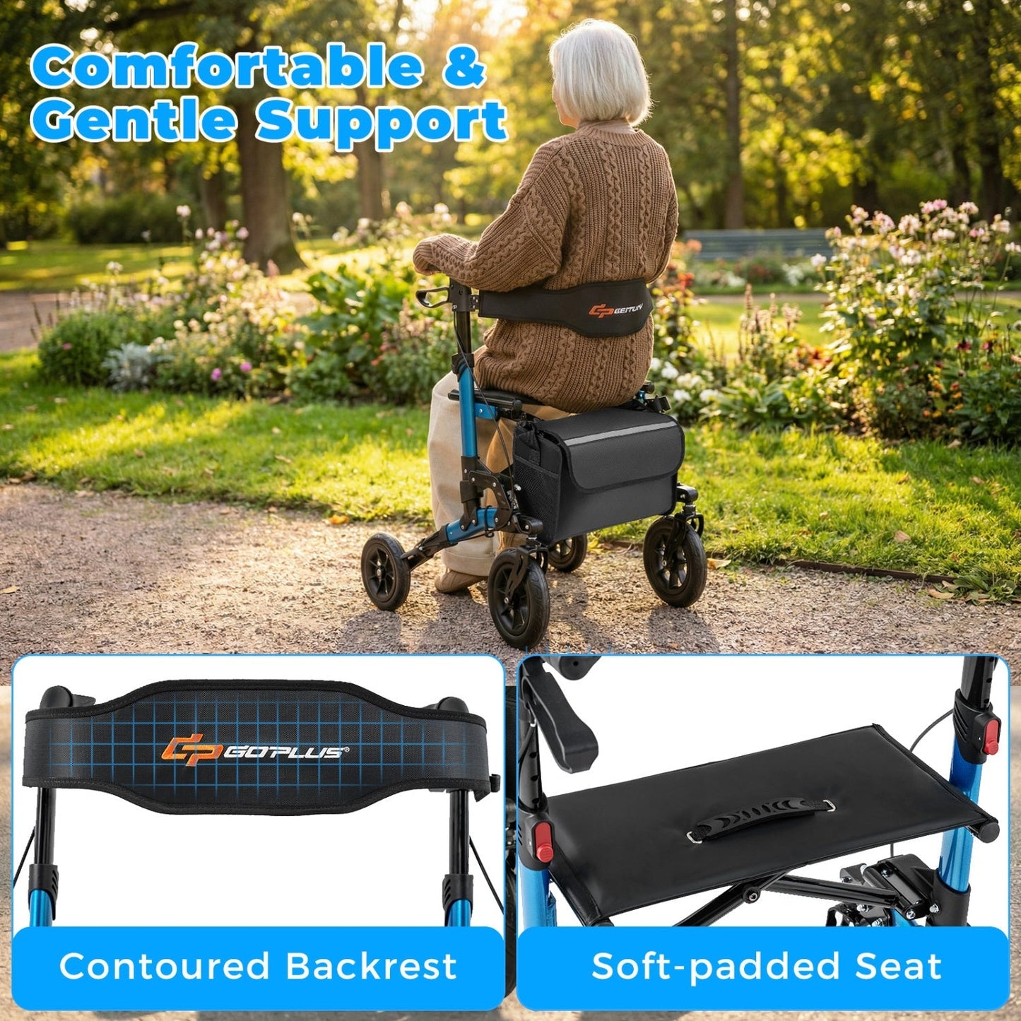 Rollator Folding Rolling Walker with Seat