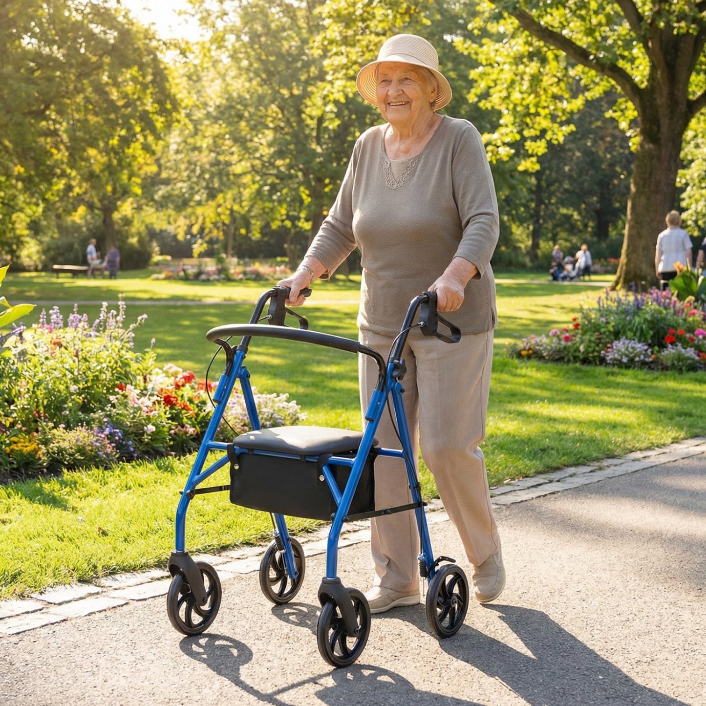 Rollator Walker with Seat and Height Adjustable Handles