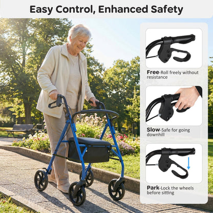 Rollator Walker with Seat and Height Adjustable Handles