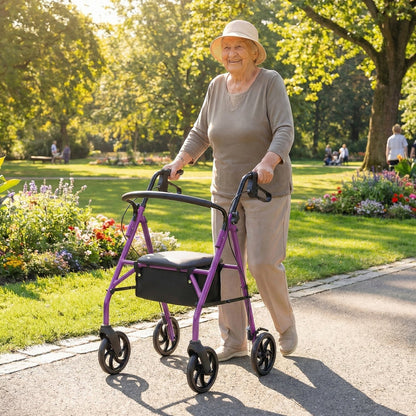 Rollator Walker with Seat and Height Adjustable Handles