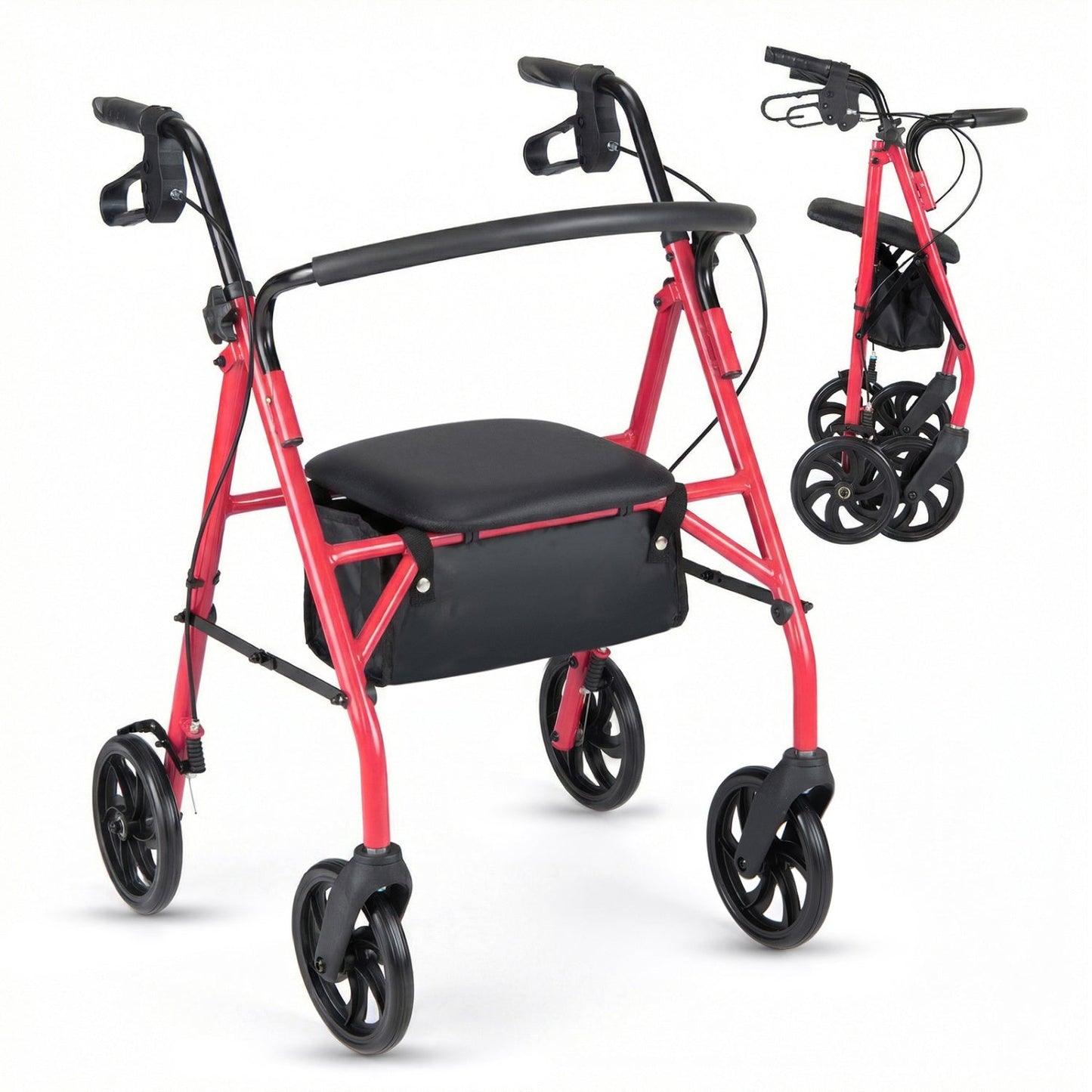 Rollator Walker with Seat and Height Adjustable Handles