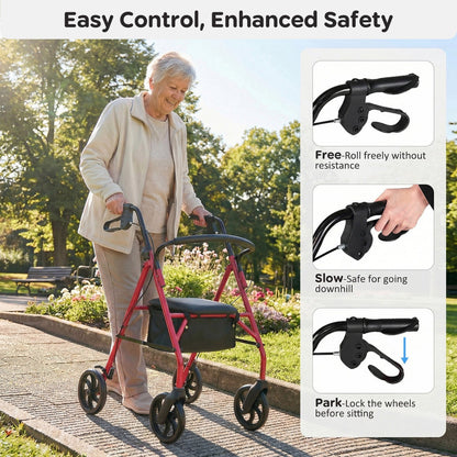 Rollator Walker with Seat and Height Adjustable Handles