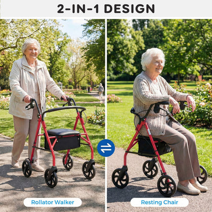 Rollator Walker with Seat and Height Adjustable Handles
