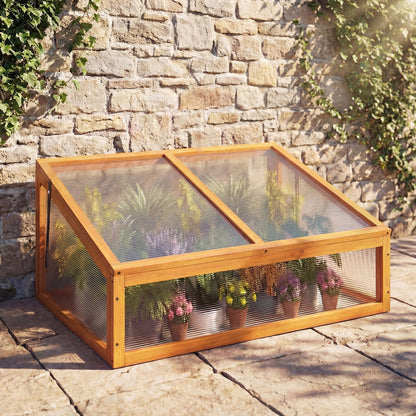 Wood Cold Frame Greenhouse Raised Planter Bed Protection with Transparent Flip-top Roof-Orange