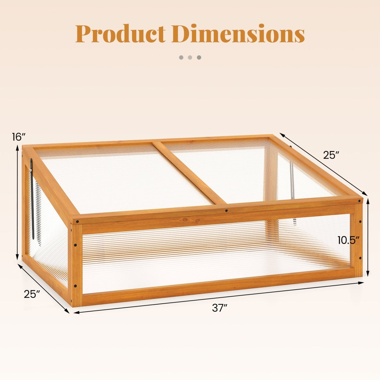 Wood Cold Frame Greenhouse Raised Planter Bed Protection with Transparent Flip-top Roof-Orange