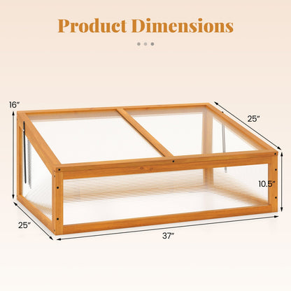 Wood Cold Frame Greenhouse Raised Planter Bed Protection with Transparent Flip-top Roof-Orange