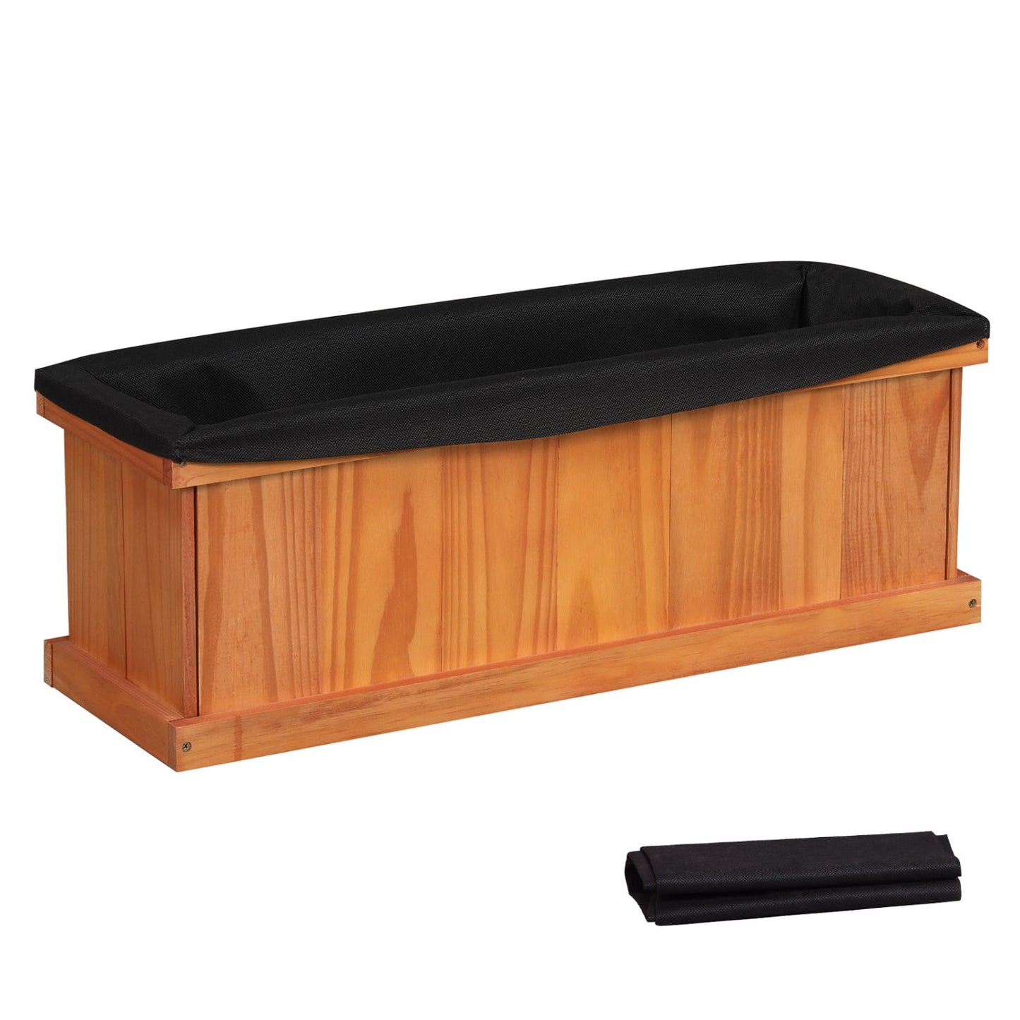 Wooden Raised Garden Bed with Drainage Holes and Liner Solid Fir Wood Planter Box
