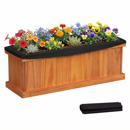 Wooden Raised Garden Bed with Drainage Holes and Liner Solid Fir Wood Planter Box