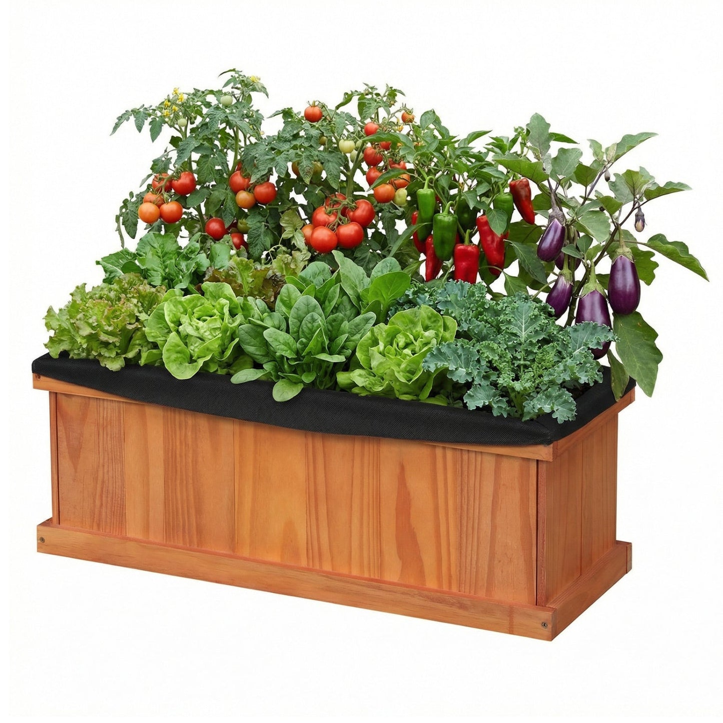 Wooden Raised Garden Bed with Drainage Holes and Liner Solid Fir Wood Planter Box