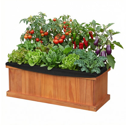 Wooden Raised Garden Bed with Drainage Holes and Liner Solid Fir Wood Planter Box