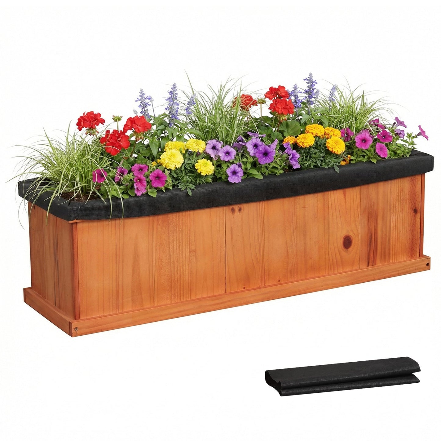 Wooden Raised Garden Bed with Drainage Holes and Liner Solid Fir Wood Planter Box