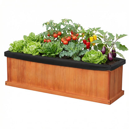 Wooden Raised Garden Bed with Drainage Holes and Liner Solid Fir Wood Planter Box