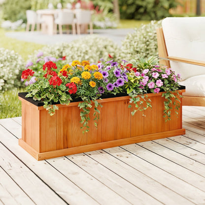 Wooden Raised Garden Bed with Drainage Holes and Liner Solid Fir Wood Planter Box