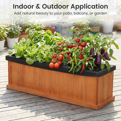 Wooden Raised Garden Bed with Drainage Holes and Liner Solid Fir Wood Planter Box