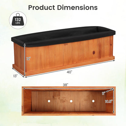 Wooden Raised Garden Bed with Drainage Holes and Liner Solid Fir Wood Planter Box