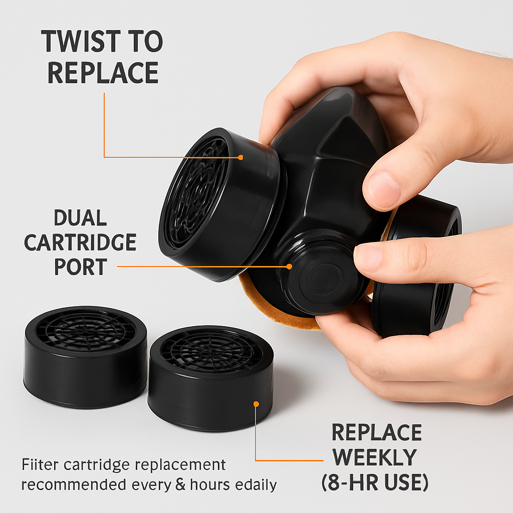 Respirator Mask with Dual Filtration for Dust
