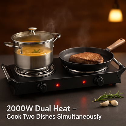 Portable Electric Dual Burner Hot Plate Stove