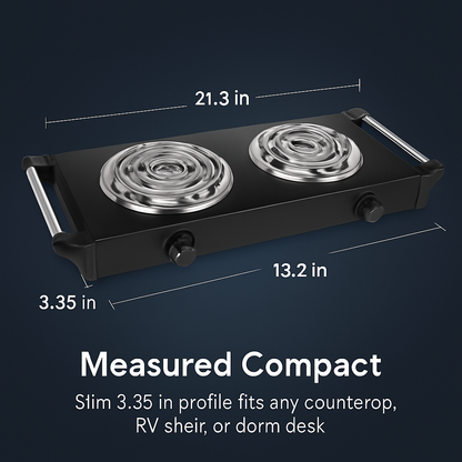 Portable Electric Dual Burner Hot Plate Stove