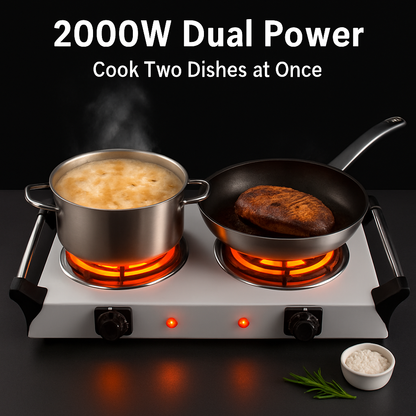 Portable Electric Dual Burner Hot Plate Stove
