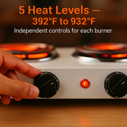 Portable Electric Dual Burner Hot Plate Stove