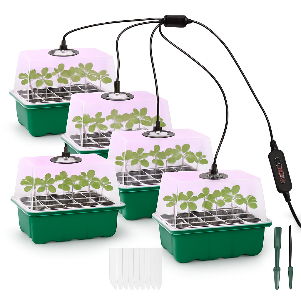 Seed Starter Tray with Grow Light Kit for Indoor Germination
