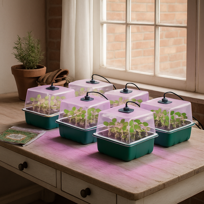 Seed Starter Tray with Grow Light Kit for Indoor Germination